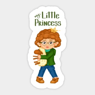 Cute little princess print with a little girl holding a sheep Sticker